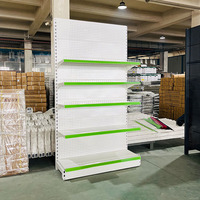 Estanterías Metálicas Resistentes de Color Negro Mate para Supermercados, Góndolas, Estantes para Tiendas de Conveniencia, Diseño CAD Integral, Certificación CE e ISO