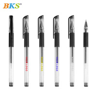 Stylo Gel Promotionnel BKS Pas Cher, Écriture Fluide, Pointe de 0,5 mm, Encre Noire et Rouge, Impression Sérigraphique sur Plastique pour Usage Scolaire et de Bureau