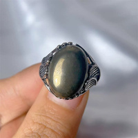 Vente en gros d'anneaux fins en argent ajustables de forme ovale avec cristaux de pyrite dorée naturelle