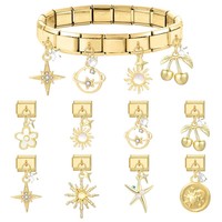 Module double pendentif transfrontalier en or, créatif, tendance, simple, modulable, multifonctionnel, accessoires de bracelet DIY
