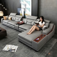 Canapé modulaire en cuir véritable moderne, simple et multifonctionnel, en forme de L, grand et confortable, avec fauteuil inclinable électrique et port USB, pour un intérieur luxueux