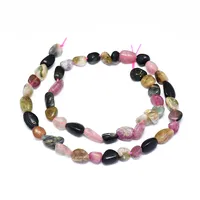 PandaHall — cordon de perles en Tourmaline naturelle, tubes de 40cm de diamètre, avec puce couleurs mélangées
