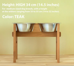 ODOM OEM Support de gamelle pour chien en bois de hêtre de haute qualité fait à la main 2 gamelles en acier inoxydable Grande taille moyenne écologique automatique - Product Image 2