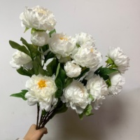 Q-3364 3 Têtes de fleurs artificielles Hibiscus et Pivoine en soie pour arche de mariage, arrangement floral et décoration intérieure
