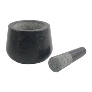 Heavy Duty Natural Black Granite Mortar and Pestle Set Heavyweight Spice <b>Herb</b> <b>Grinder</b> Guacamole Pestle Mortar Bowl <b>for</b> Kitchen - Product Image 2