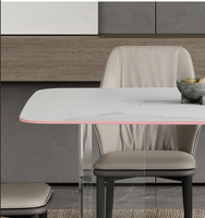 Moderner 4-Sitzer Schwebender Esstisch mit Transparenter Acrylbasis und Rechteckigem Schiefertisch für Heim- und Büromöbel