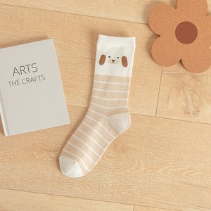 <b>Brown</b> Bear Pattern Striped Cotton <b>Socks</b> Women Mid Calf Ins Trendy Versatile <b>Socks</b> Wholesale - Product Image 3