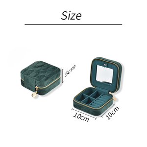 Tùy Chỉnh Công Suất Lớn Phong Cách Châu Âu Màu Xanh Đậm Lưu Trữ Hộp Đồ Trang Sức Tinh Tế Xách Tay Dây Kéo Vòng Cổ Vòng Hộp Mô Hình Vuông - Product Image 2