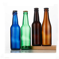 330ml 33CL Bouteille de bière en verre vide personnalisée à long cou avec bouchon couronne en gros