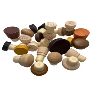 Custom Solid Wood Cork Wine Stoppers