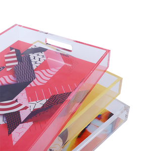 <span class=keywords><strong>Plateau</strong></span> de service rectangulaire en acrylique Lucite transparent avec poignée découpée, <span class=keywords><strong>plateau</strong></span> de bar décoratif moderne <span class=keywords><strong>pour</strong></span> la décoration de la maison, café - Product Image 4