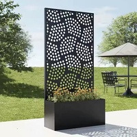 Jardinière surélevée en acier patiné avec treillis, trou de drainage et grande capacité pour patio