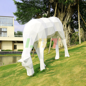 Libit Fiberglass Sculpture <b>Block</b> Horse Geometric Outdoor Garden Animal Ornament Floor <b>Mount</b> Single Piece - Product Image 1
