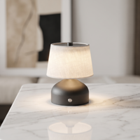 Lámpara de Escritorio LED Portátil Minimalista, Inalámbrica, con Batería, Pantalla de Tela Blanca, Pequeña, para Ambientes, Restaurantes y Hoteles, Venta al Por Mayor de Fábrica