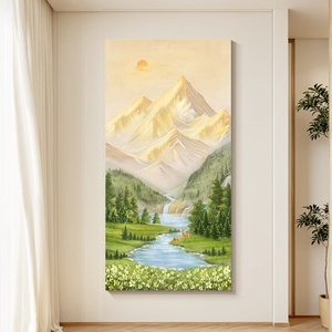 Quadro Decorativo Inkjet Montagna Dorata Soleggiata, Stile Art Déco, Cornice in Cristallo con Lamina d'Oro di Alta Gamma, Arte Murale per Scale - Product Image 3
