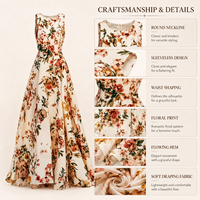 Vestido Personalizado para Mujer, Ropa Personalizada, Estampado Floral Blanco, Sin Mangas, Casual, Verano, Maxi Vestidos para Mujer