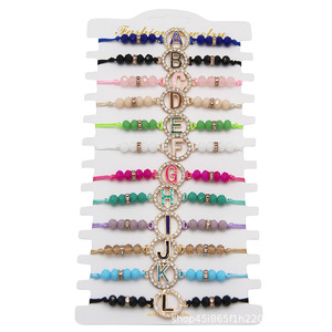 Màu Đen Tinh Thể Ban Đầu Bện Chuỗi Vòng Đeo Tay May Mắn Chuỗi Pha Lê Thư Đính Cườm Vòng Đeo Tay Của Phụ Nữ Thời Trang Vòng Đeo Tay - Product Image 5