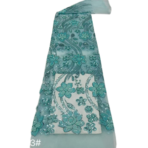Tessuto in Pizzo Elasticizzato a Quadri Ricamato Luccicante Personalizzabile per Costumi di Scena e Abiti da Sposa con Perline Luminose - Product Image 1