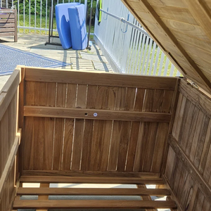 Boîte de rangement extérieure <span class=keywords><strong>en</strong></span> <span class=keywords><strong>bois</strong></span> d'acacia résistante aux intempéries avec couvercle <span class=keywords><strong>Coffre</strong></span> de rangement Boîte de terrasse extérieure portable <span class=keywords><strong>en</strong></span> <span class=keywords><strong>bois</strong></span> pour patio jardin <span class=keywords><strong>piscine</strong></span> cour - Product Image 4