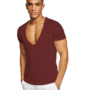 Venta al por mayor personalizado cómodo para hombre gimnasio cuello en V camiseta entrenamiento culturismo camiseta - Product Image 3