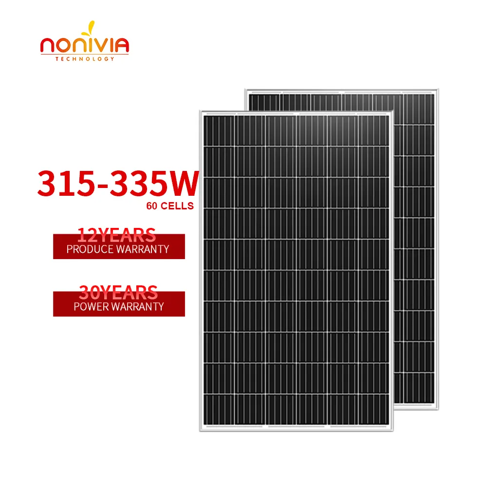 Prezzi NONIVIA mini bifacciale 315 watt 325W 335W pannello solare monocristallino in cina 12V