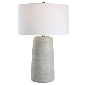 Vase en verre vert clair moucheté, lampe de table moderne avec base en cristal |   Éclairage artisanal côtier apaisant pour chambre d'hôtel - Product Image 6
