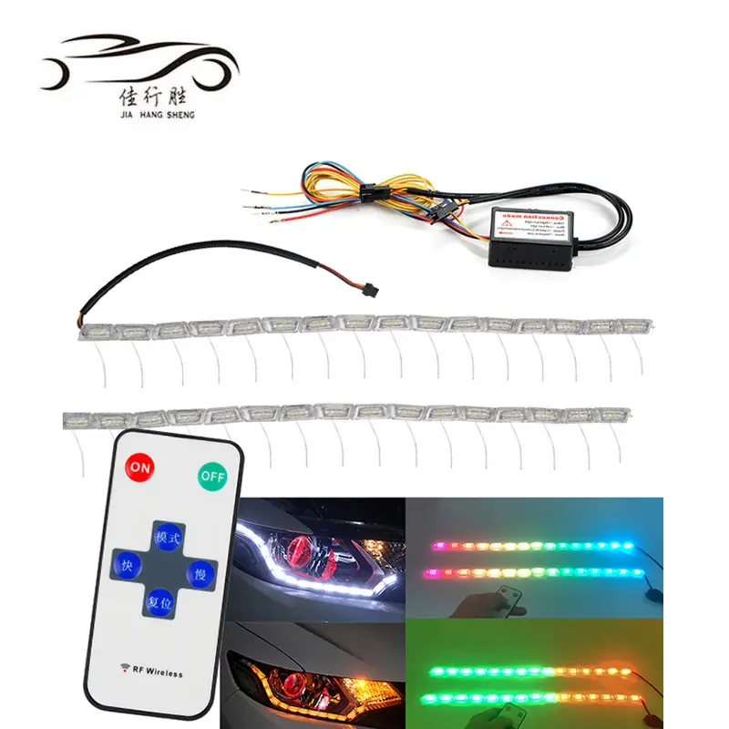 Hot Selling Led Strip Turn Signals Switchback DRL RGB With Remote Crystal Tear Daytime Running Light
