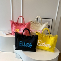 Sacs fourre-tout en toile personnalisés à franges pour la plage, broderie de nom sur mesure, couleurs variées, cadeaux décontractés pour mariage, enterrement de vie de jeune fille, voyage