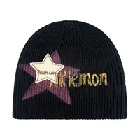 Bonnet tricoté Y2K vintage avec écusson étoile, unisexe, streetwear, côtelé, hiver, imprimé lettres graffiti, bonnet à revers