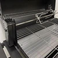 Barbecue au charbon de bois grande capacité avec rôtissoire et étagère latérale, barbecue d'extérieur sur roues, fumoir portable pour jardin
