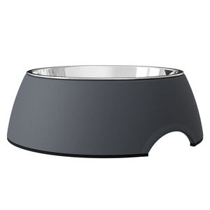 Bol en mélamine gris antidérapant durable avec insert en acier inoxydable, taille S, bol d'alimentation pour animaux de compagnie, bols et mangeoires pour animaux de compagnie de qualité supérieure - Product Image 1