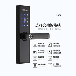 กุญแจล็อคอัจฉริยะ Wenxun รุ่น S028M แบบสแกนลายนิ้วมือและบัตร สำหรับโรงแรม อพาร์ทเมนท์ และอสังหาริมทรัพย์ให้เช่า - Product Image 2