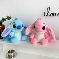 Sac à dos en peluche Stitch bleu de 25 cm, motif dessin animé, vente en gros, sacs à dos mignons Stitch, poupées en peluche, sacs pour filles
