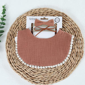 Pur coton bébé bavoir bandeau ensemble couleurs unies ensemble bébé Bandana bave bavoirs pour la dentition et la bave - Product Image 5