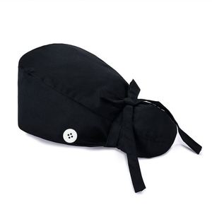 Gorros Quirúrgicos Ajustables con Botones, Banda Absorbente de Sudor, Gorro de Trabajo de Algodón Suave con Cola de Caballo, Gorro Quirúrgico para Enfermeras con Lazos Traseros para Mujeres con Cabello Largo - Product Image 4