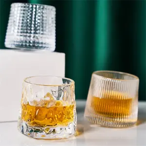 Copas de cristal de whisky de fondo redondo de alta calidad, copas de vino de whisky de cristal