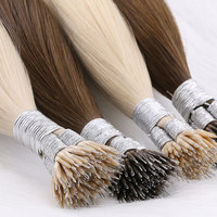 Delux Logo personnalisé brut Double dessiné indien Remi kératine extension de cheveux humains Nano anneau