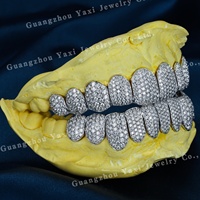 Grillz dentaire pour homme de haute qualité, serti de moissanite VVS taille brillant ronde, en argent S925 et or 10K 14K 18K, certifié par une tierce partie