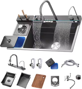 2025 ensemble de robinet d'évier de <span class=keywords><strong>cuisine</strong></span> à affichage numérique intégré de grande taille <span class=keywords><strong>90</strong></span> <span class=keywords><strong>cm</strong></span> avec poubelle et porte-couteau - Product Image 2