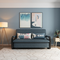 Modernes funktionelles Schlafs ofa aus blauem Holz gewebe mit Aufbewahrung swand Doppelbett Schlafs ofa Sperma bett Faltbare Couch Wohnzimmer Sofas