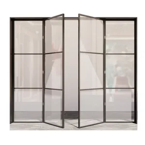 Minimalist Fashion Narrow Frame Aluminum Alloy Glass Entrance Door Partition Swing Door