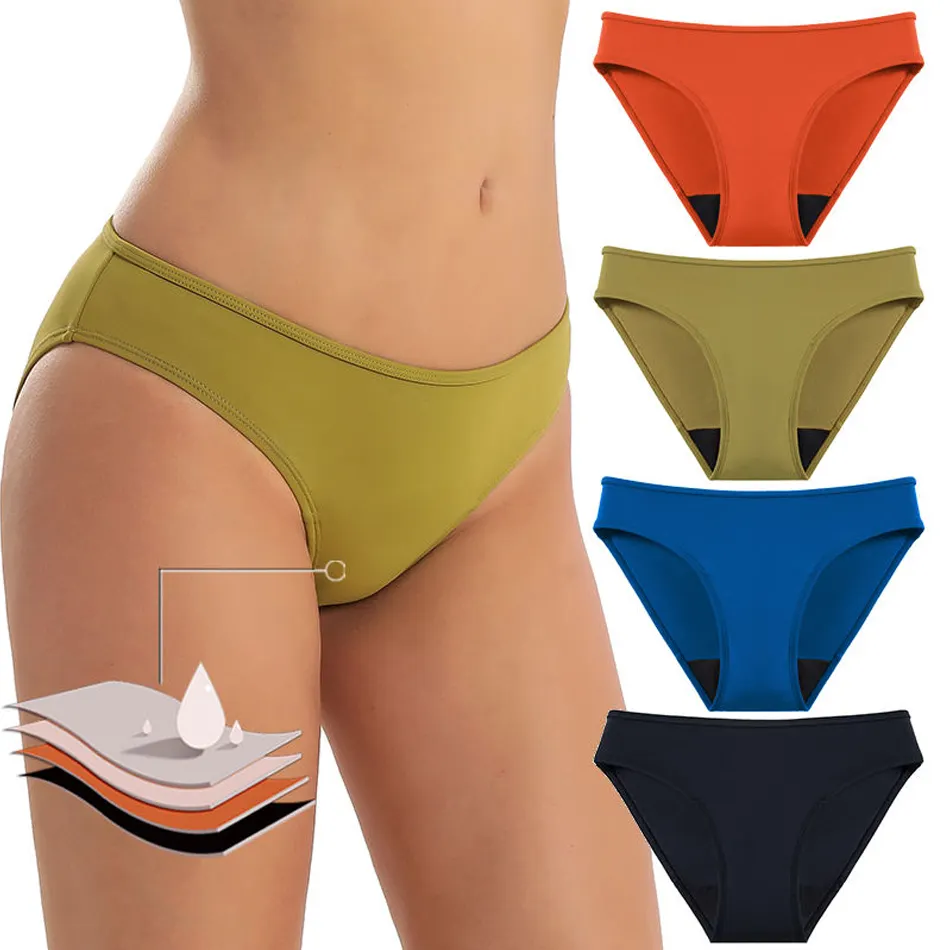 Kustom desain baru 4 lapisan antibocor dapat dicuci haid Bikini periode celana dalam renang sanitasi untuk wanita