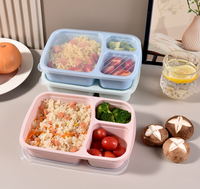 Boîte à bento réutilisable pour adultes et enfants avec 3 compartiments, chauffable au micro-ondes, couvercle hermétique de qualité alimentaire, contenants pour le déjeuner pour l'école et les voyages