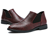 Chaussures habillées pour hommes à enfiler, style mode, en cuir PU, tissées à la main, nouveau modèle classique, pour hommes d'affaires, costumes et mariages, au style unique