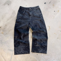 Ensemble personnalisé veste et pantalon en jean deux pièces pour homme, ensemble en jean noir imprimé au laser