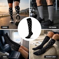 Chaussettes de compression hautes pour hommes et femmes, noires, blanches, à pois, rayées, à motifs de cœurs, chaussettes de compression sportives, conception personnalisée OEM