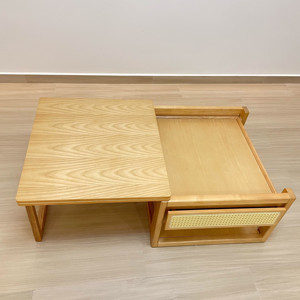 Juego de mesa de centro simple de doble capa ajustable en altura, nuevo tipo de mesa de té plegable de madera maciza - Product Image 4