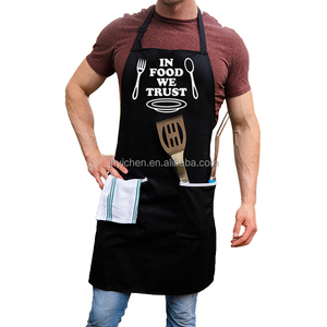 Bán Buôn Màu Đen Bông Đầu Bếp Tạp Dề Cho Nhà Bếp Nhà Nướng BBQ Cà Phê Cửa Hàng Làm Sạch Eo Loại Với Polyester Cho Bức Tranh - Product Image 5