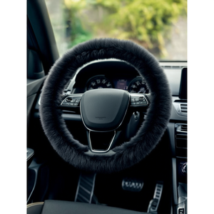 Housse de volant noire en fausse fourrure 37-39 cm, ajustement universel - Product Image 3