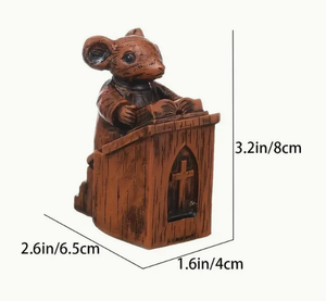 เมาส์เรซิ่นในโบสถ์รูปปั้นรูปปั้นแท่นสะสมสำหรับตกแต่งโต๊ะในบ้านและสำนักงาน - Product Image 4